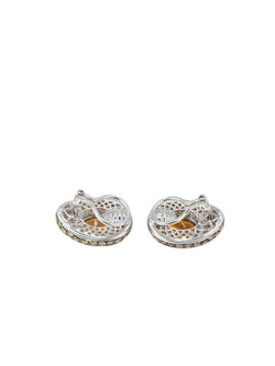 Clips d’oreilles vintage en or, citrines, diamants blancs et champagne - Castafiore
