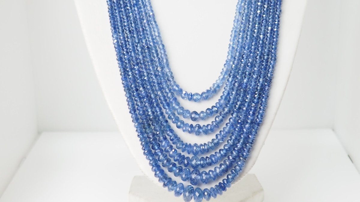 Collier 7 rangs de saphirs or jaune et perles de culture - Castafiore