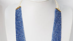 Collier 7 rangs de saphirs or jaune et perles de culture - Castafiore