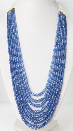 Collier 7 rangs de saphirs or jaune et perles de culture - Castafiore