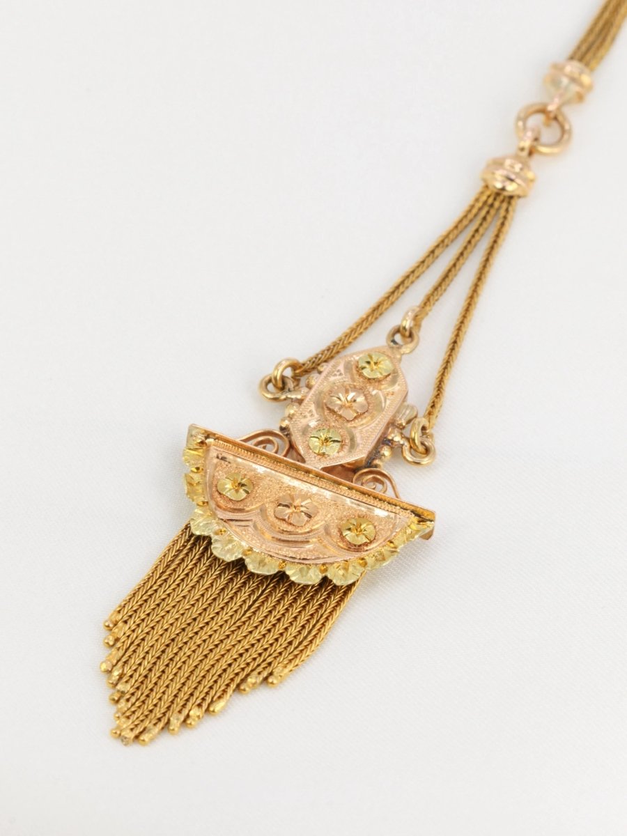 Collier à frange Napoléon III en or jaune et rose - Castafiore