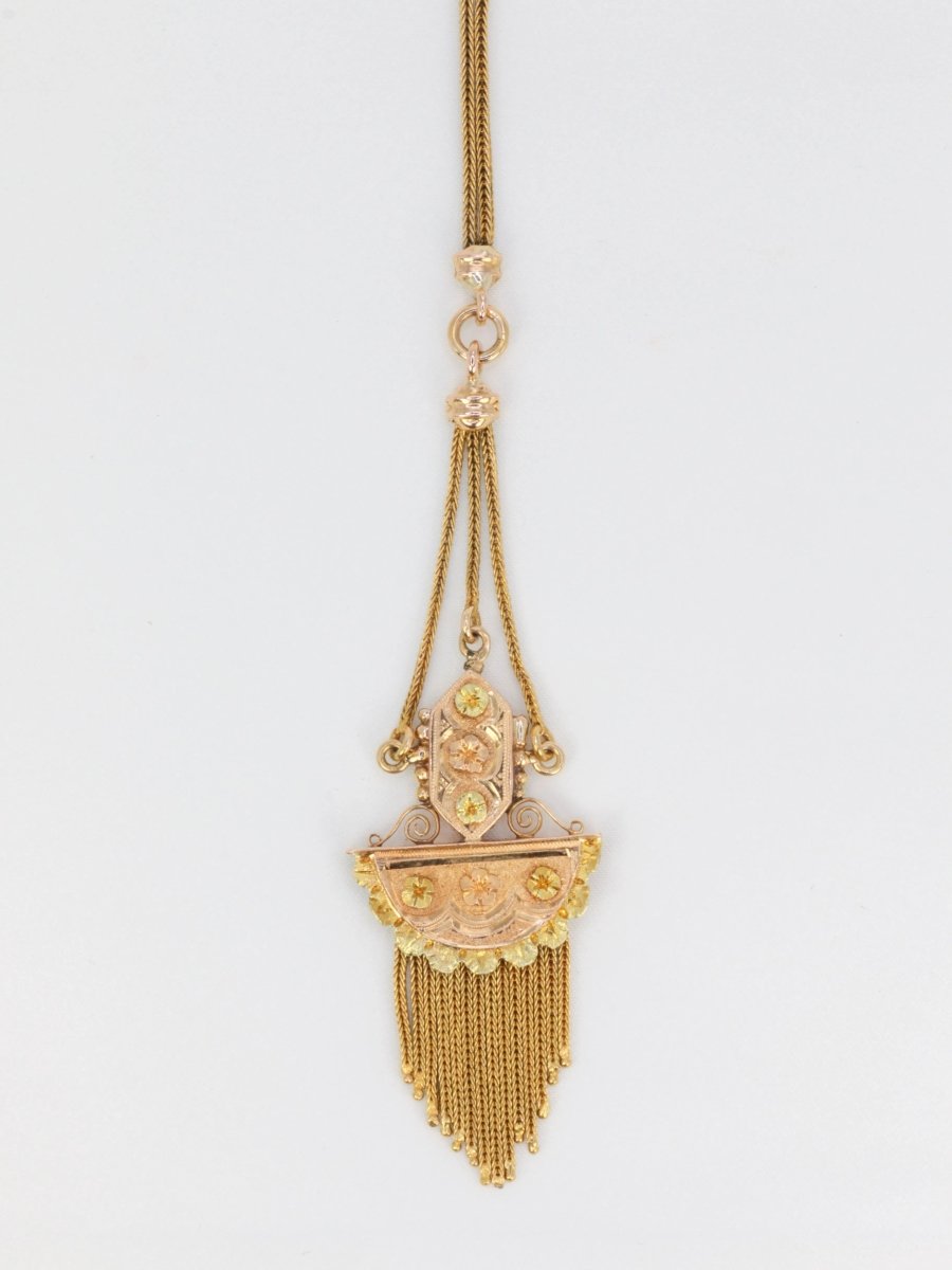 Collier à frange Napoléon III en or jaune et rose - Castafiore
