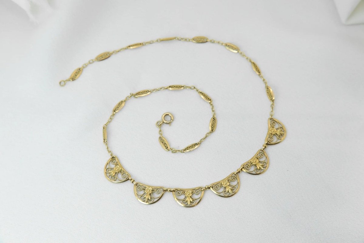 Collier ancien maille filigrane en or - Castafiore