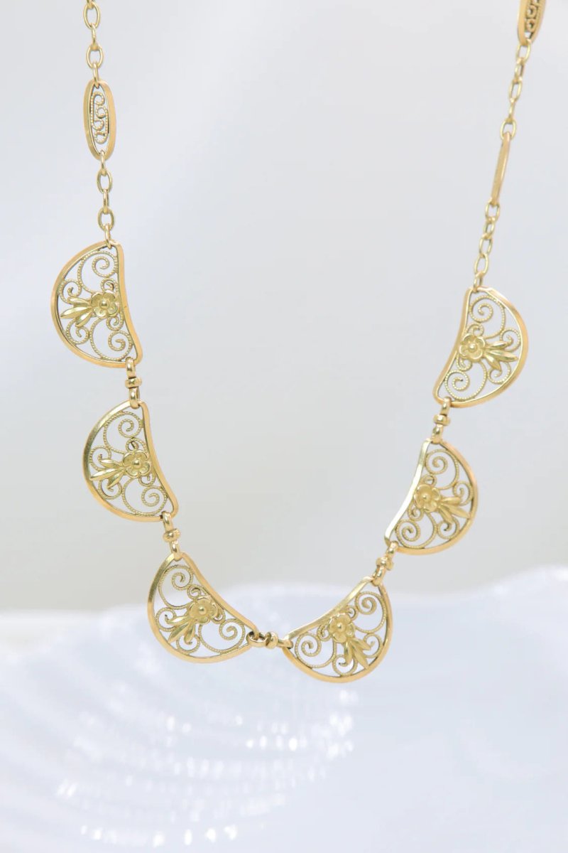 Collier ancien maille filigrane en or - Castafiore