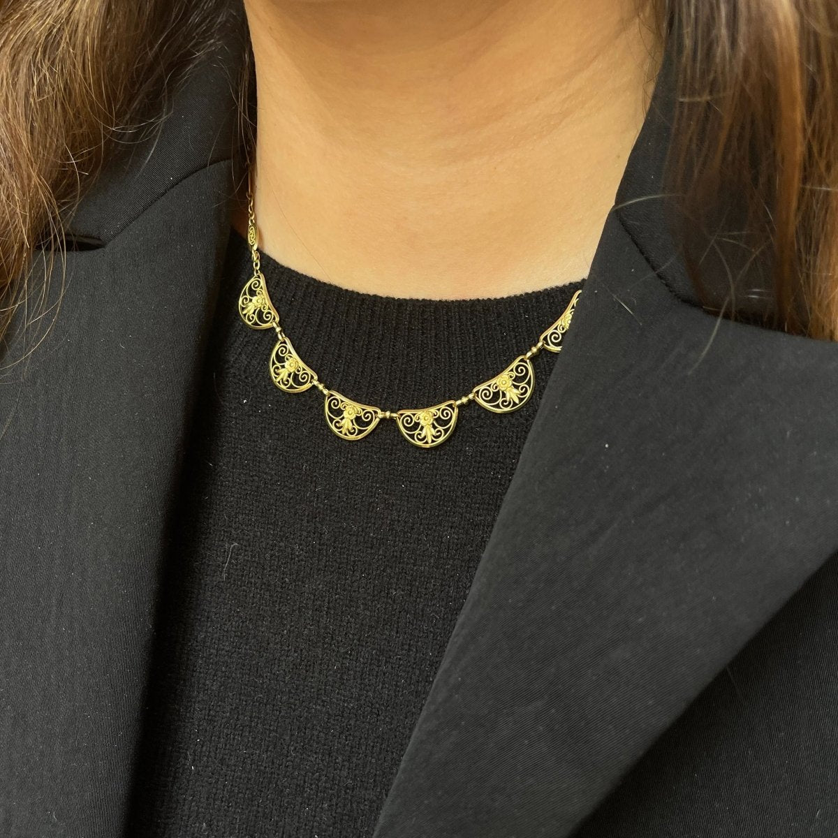 Collier ancien maille filigrane en or - Castafiore