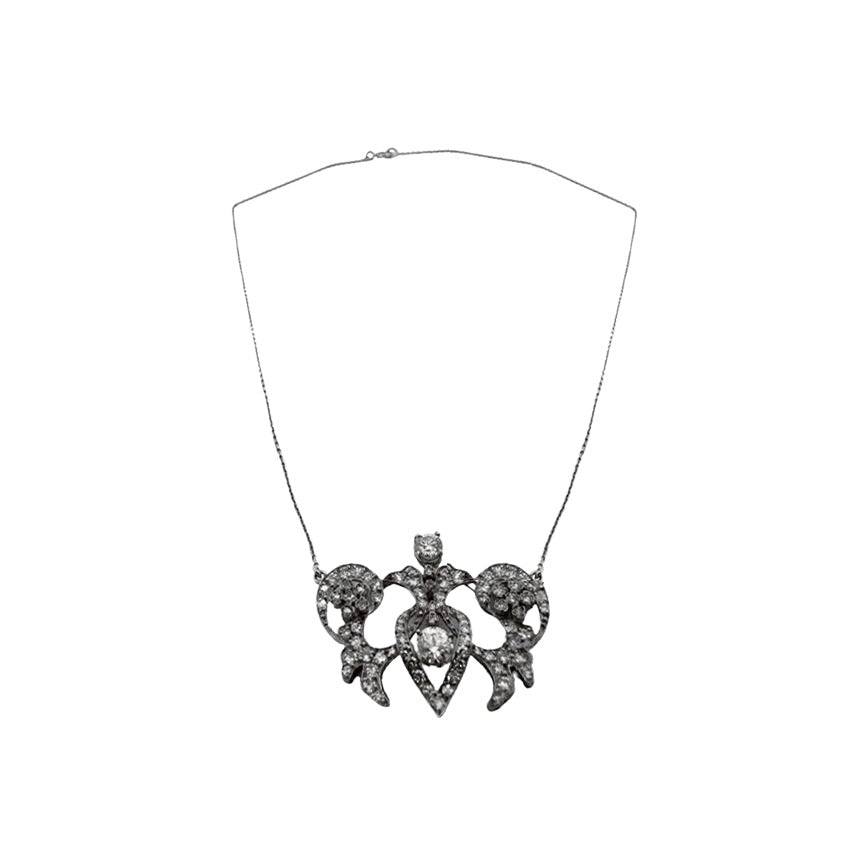 Collier Art Nouveau en platine, or blanc et diamants - Castafiore