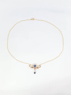 Collier Art Nouveau Fleur en or, saphirs et diamants - Castafiore