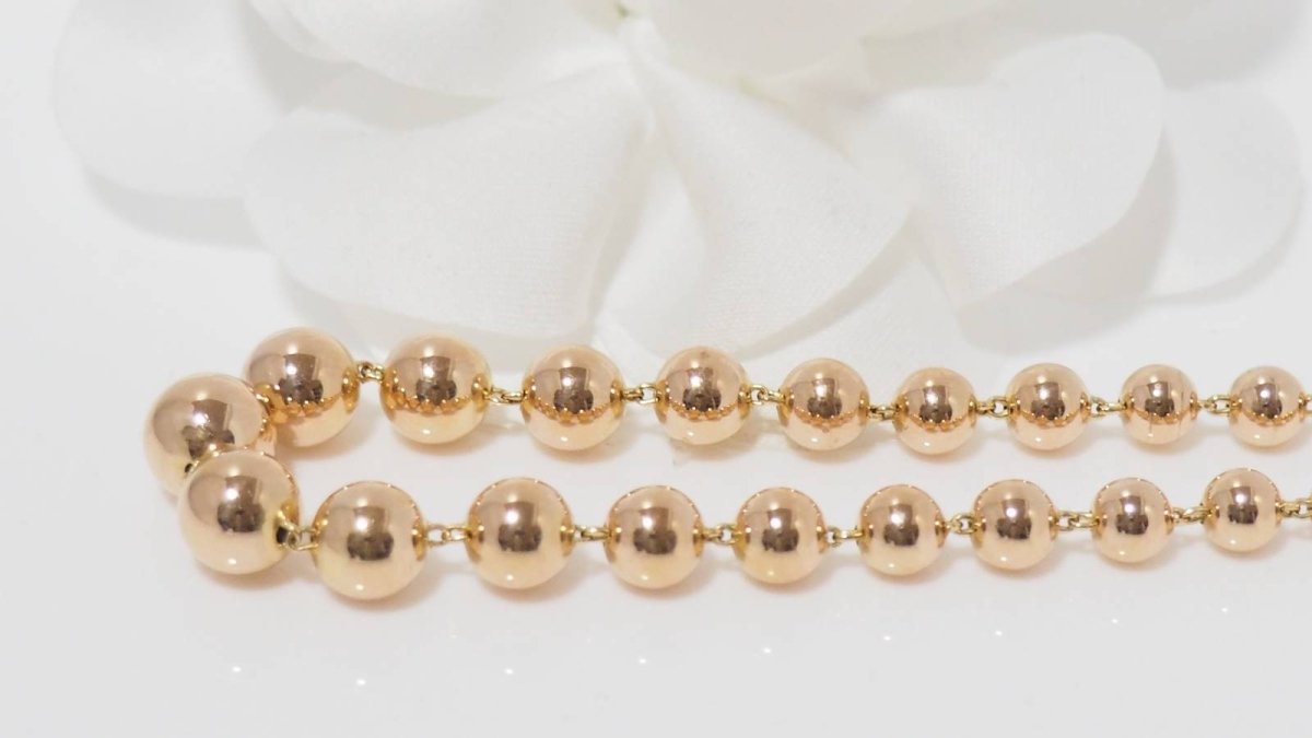 Collier boules marseillais en chute en or rose - Castafiore