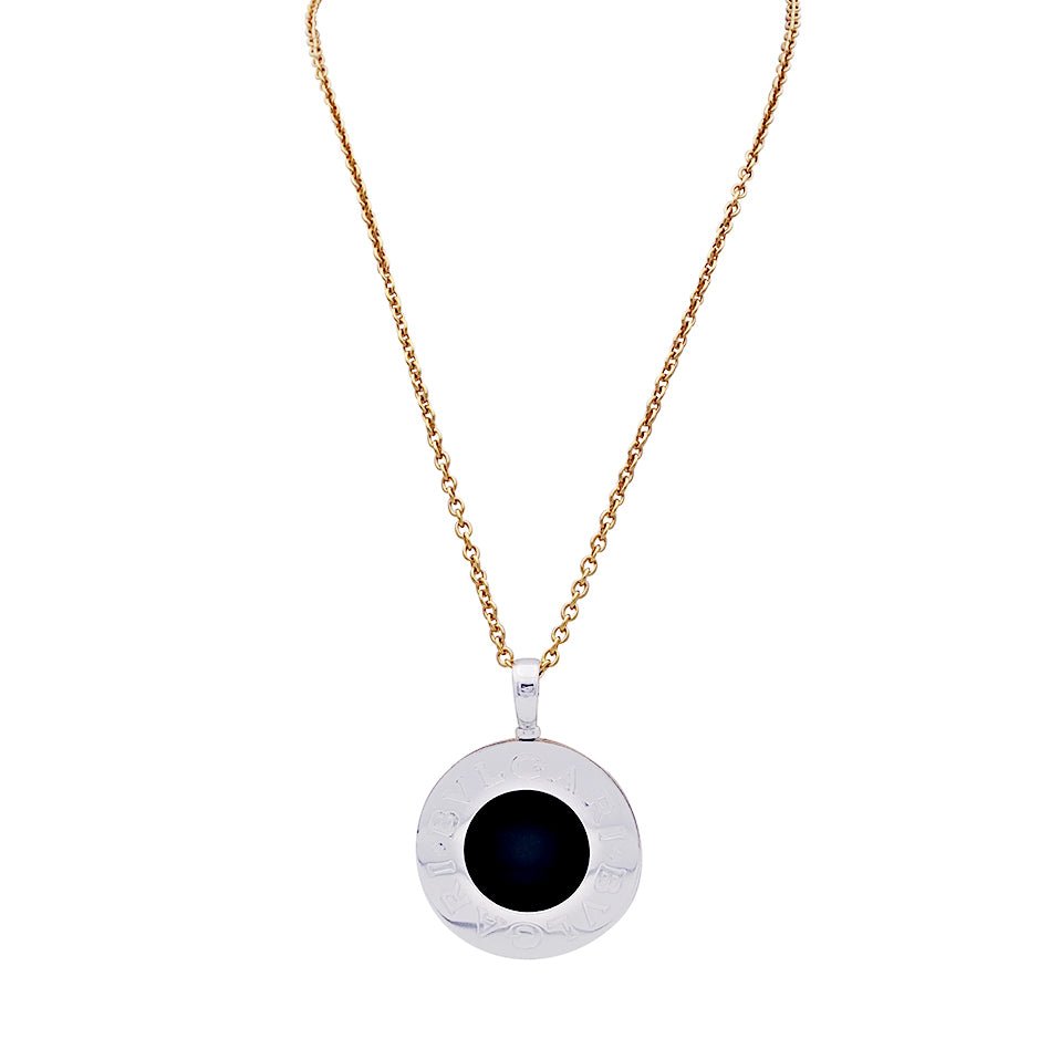 Collier BULGARI "Bulgari Bulgari" en or jaune, acier et onyx - Castafiore