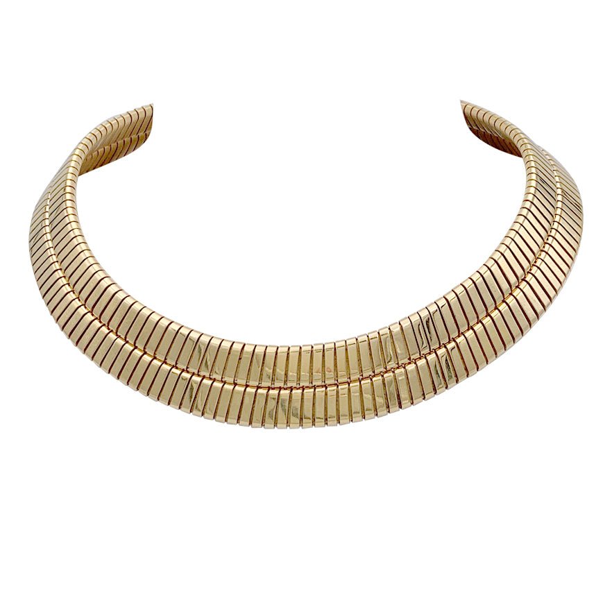 Collier Bulgari vintage, "Tubogas", or jaune. - Castafiore