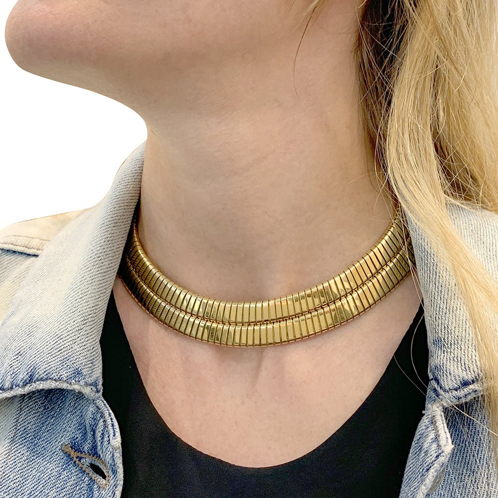 Collier Bulgari vintage, "Tubogas", or jaune. - Castafiore