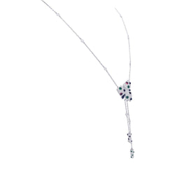 Collier CARTIER "Caresses d'Orchidées" en or blanc et pierres de couleurs - Castafiore