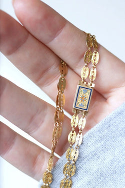 Collier chaîne double or et fermoir émaillé - Castafiore