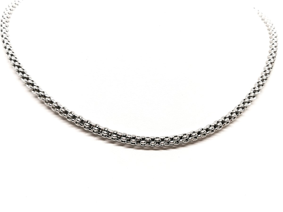 Collier Chaîne FOPE maille popcorn en or blanc - Castafiore