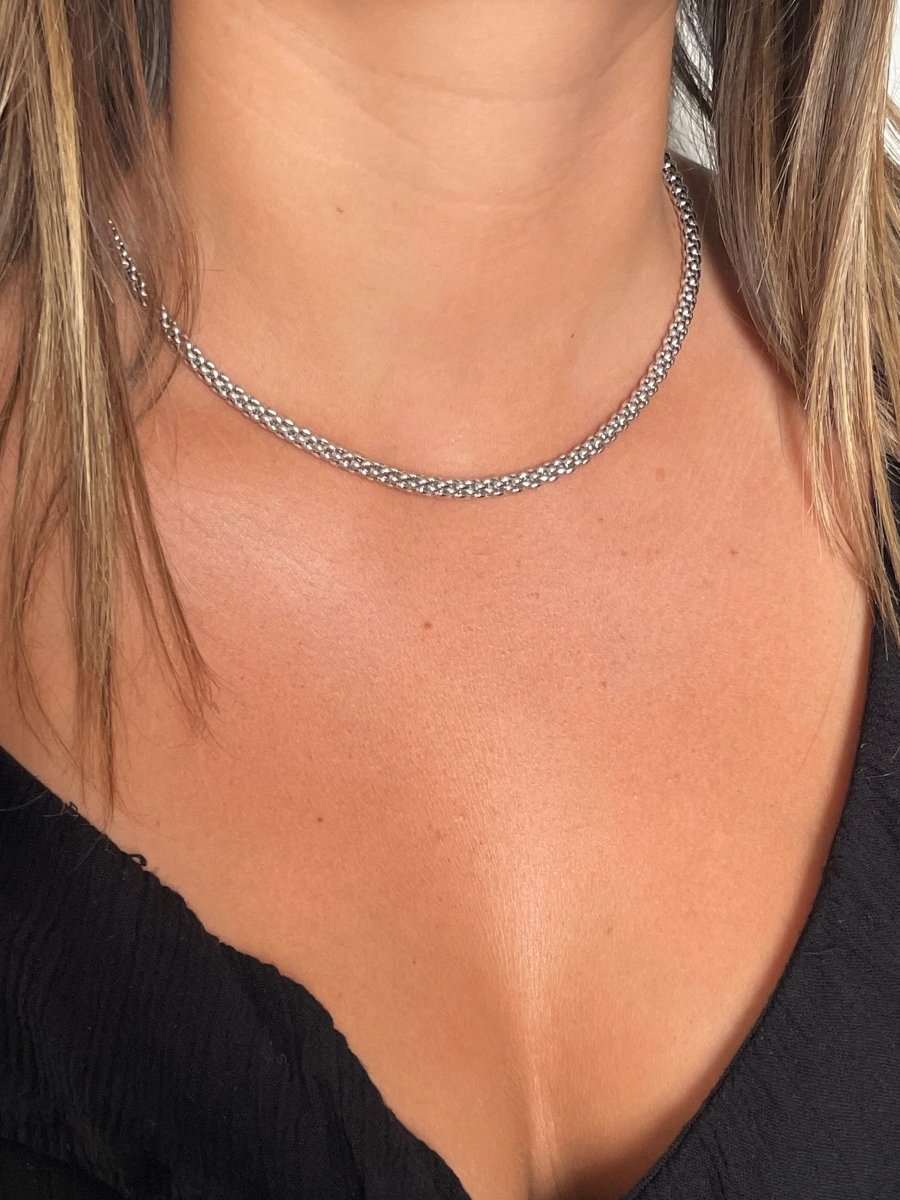Collier Chaîne FOPE maille popcorn en or blanc - Castafiore
