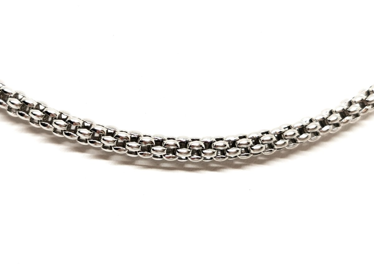 Collier Chaîne FOPE maille popcorn en or blanc - Castafiore