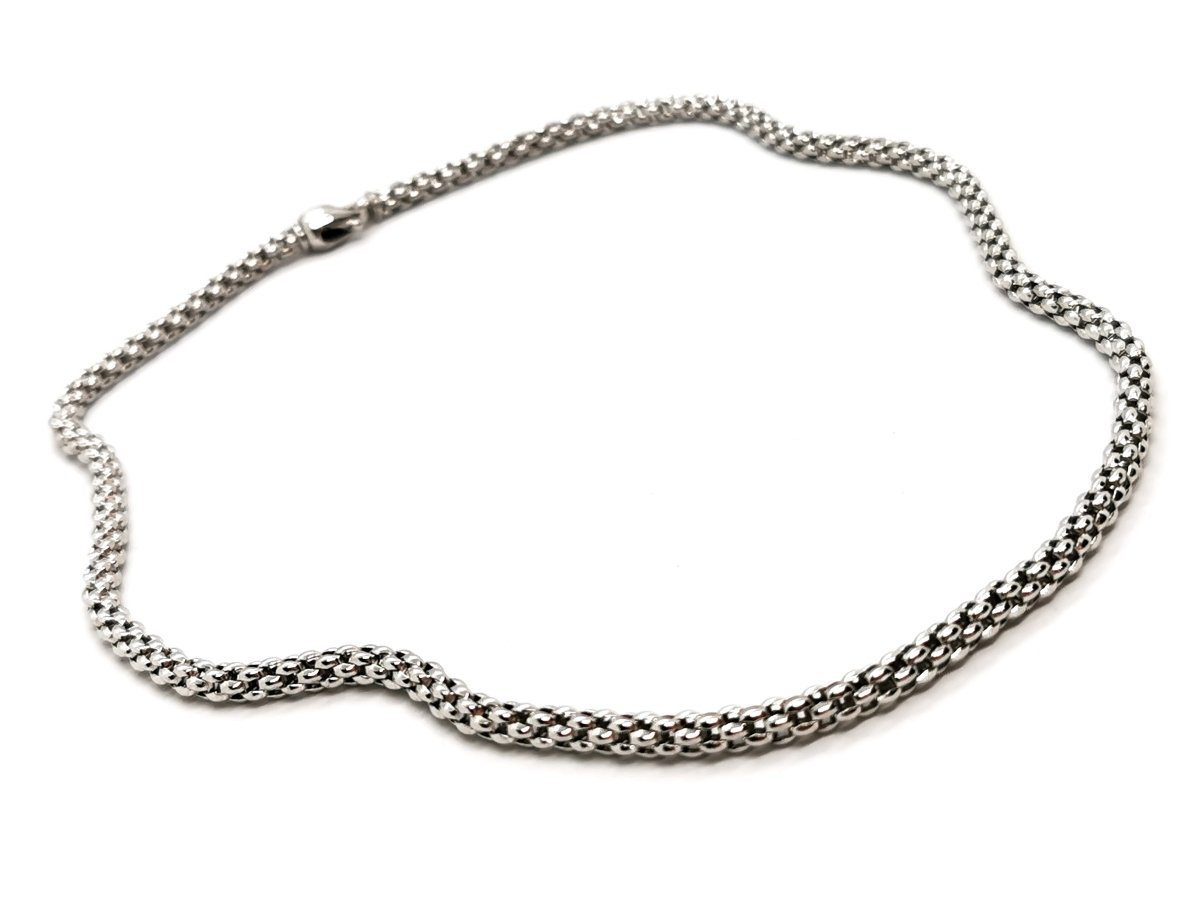 Collier Chaîne FOPE maille popcorn en or blanc - Castafiore