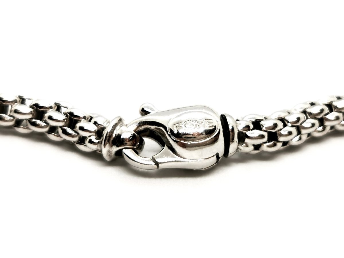Collier Chaîne FOPE maille popcorn en or blanc - Castafiore