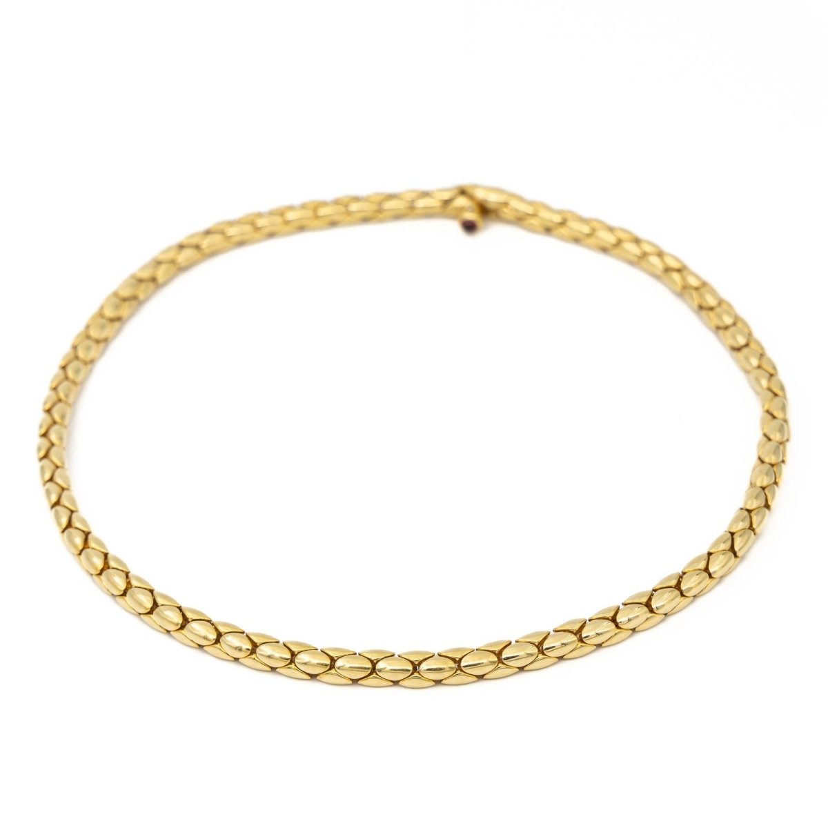 Collier Chaîne grain de riz en or jaune et rubis - Castafiore