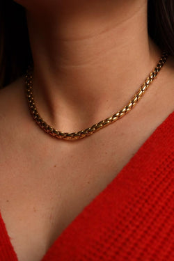 Collier Chaîne grain de riz en or jaune et rubis - Castafiore