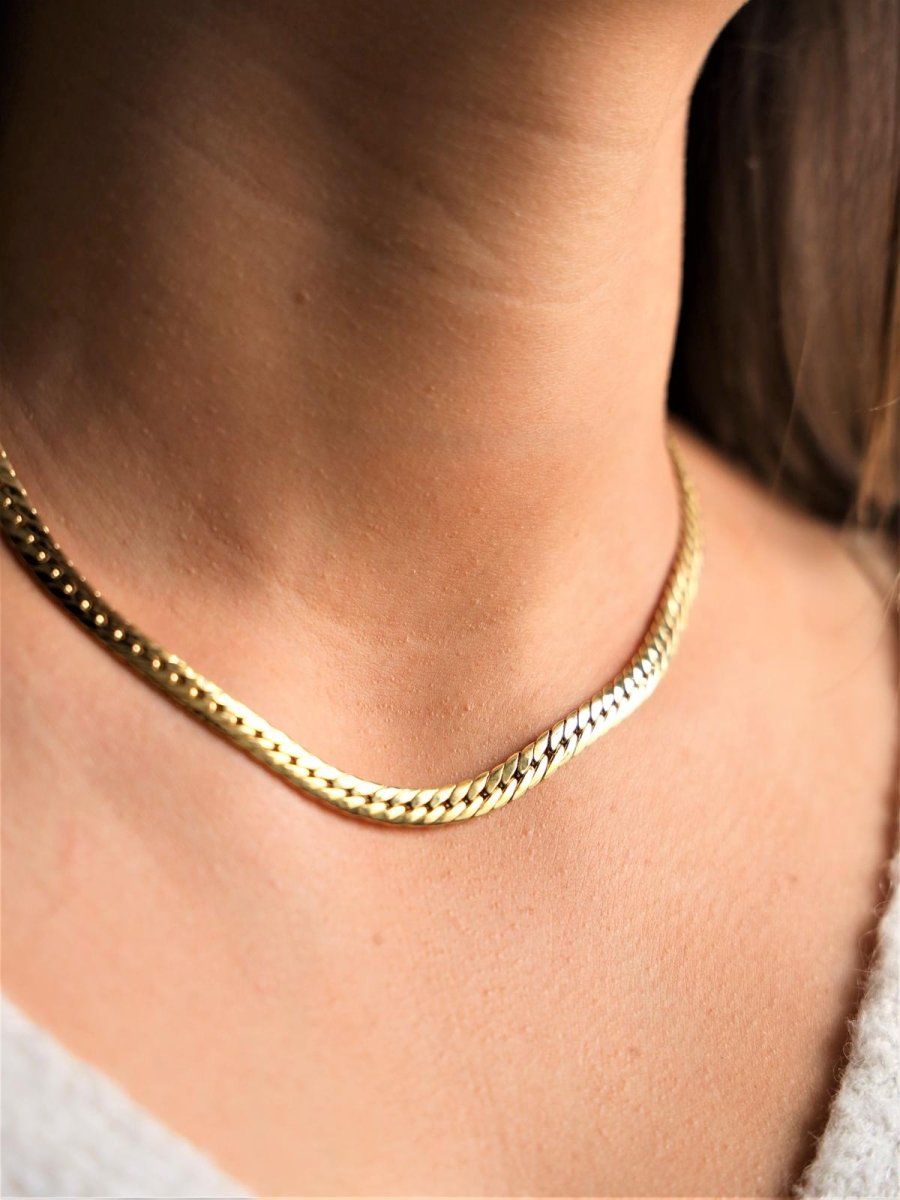 Collier Chaîne maille anglaise en or jaune - Castafiore