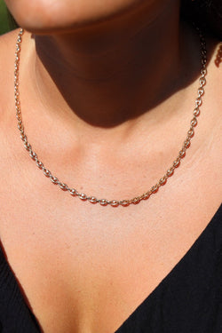 Collier Chaîne maille grain de café en or jaune - Castafiore