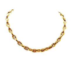 Collier Chaîne maille grain de café en or jaune et saphir - Castafiore