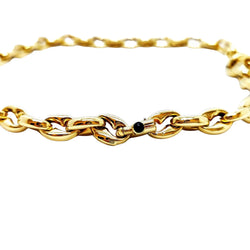 Collier Chaîne maille grain de café en or jaune et saphir - Castafiore