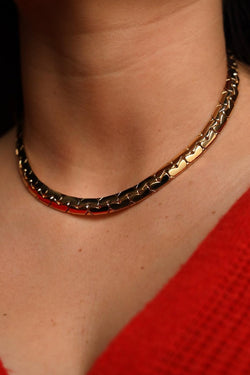 Collier Chaîne maille haricot en or jaune - Castafiore