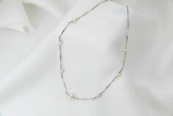 Collier chaîne vintage en bâtonnets d’or et perles - Castafiore