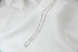 Collier chaîne vintage en bâtonnets d’or et perles - Castafiore