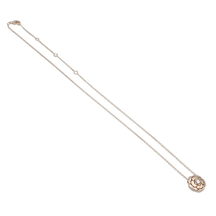 Collier Chanel, "Extrait de Camélia", or rose, diamant. - Castafiore