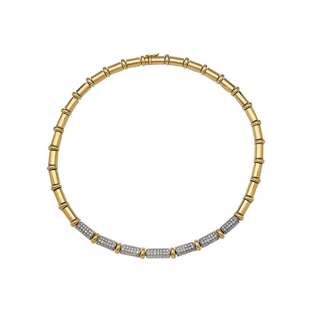 Collier CHIMENTO, or jaune, or blanc, diamants - Castafiore