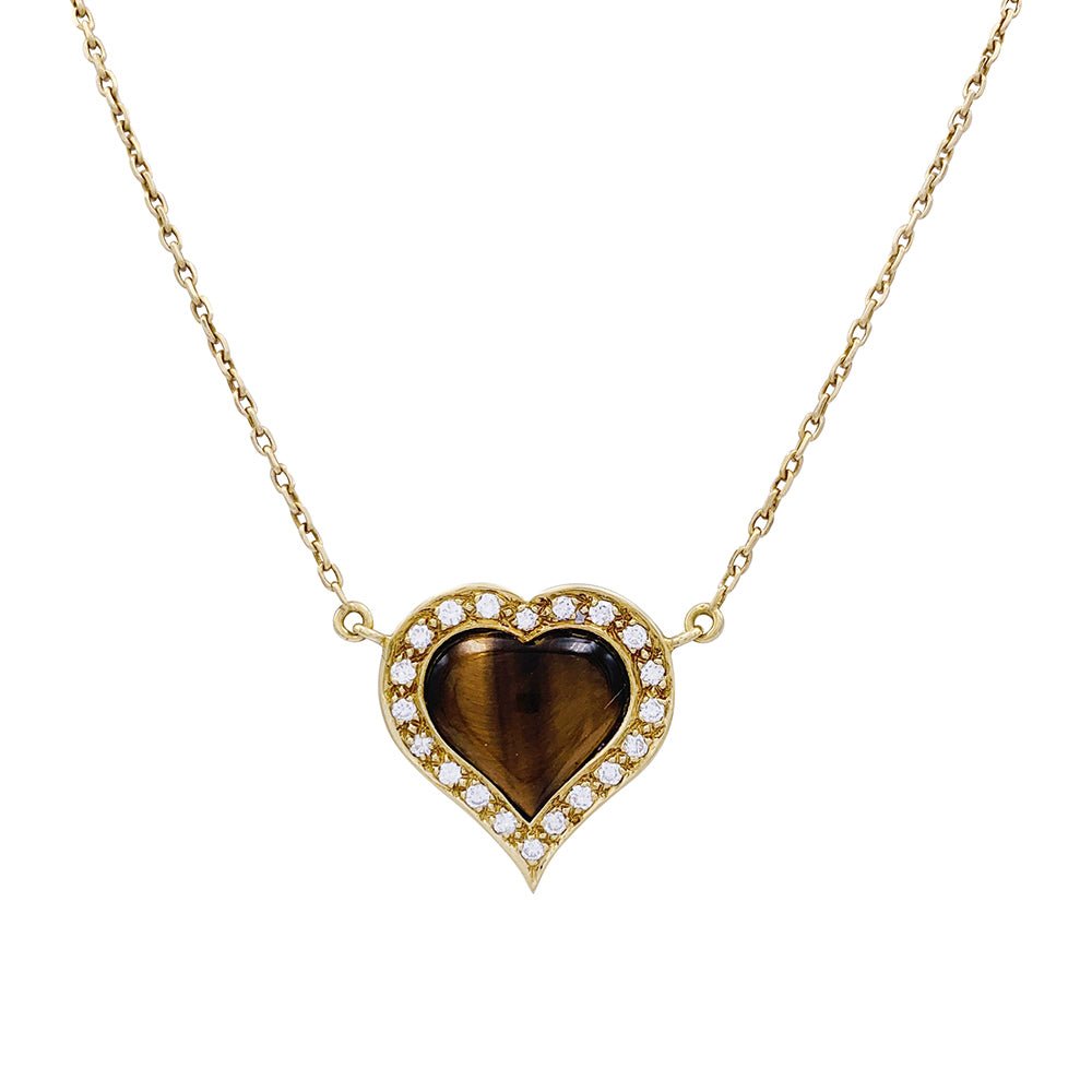 Collier, "Coeur", or jaune, oeil de tigre, diamants - Castafiore