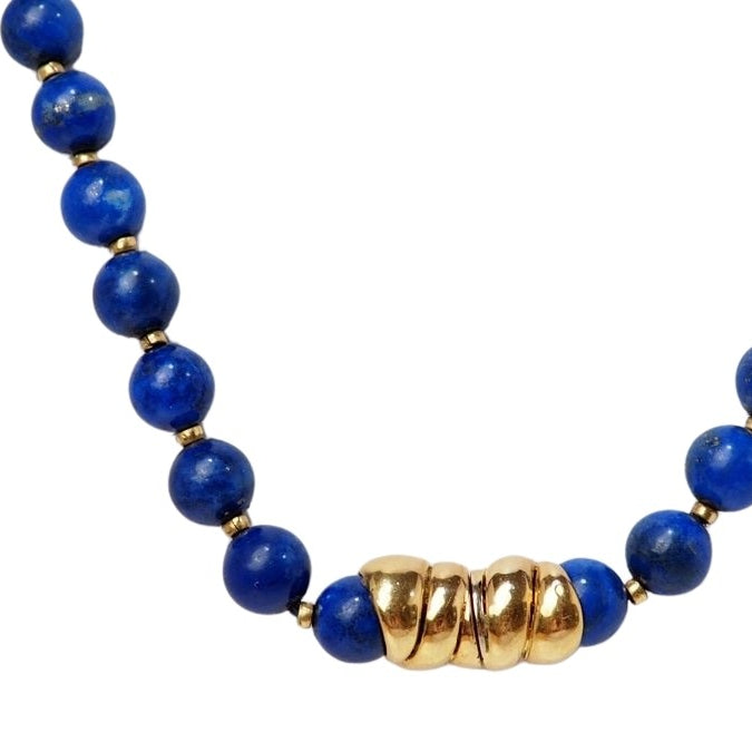 Collier De Perles de Lapis Lazuli Et Fermoir En Or - Castafiore