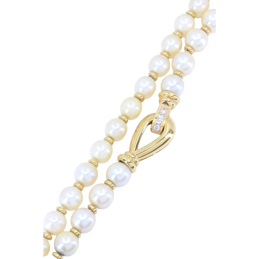 Collier De Perles En Or Jaune Et Diamants - Castafiore