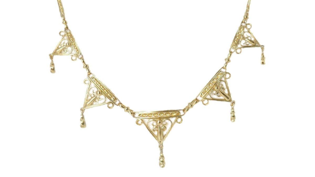 Collier draperie du XIXe siècle en or jaune - Castafiore