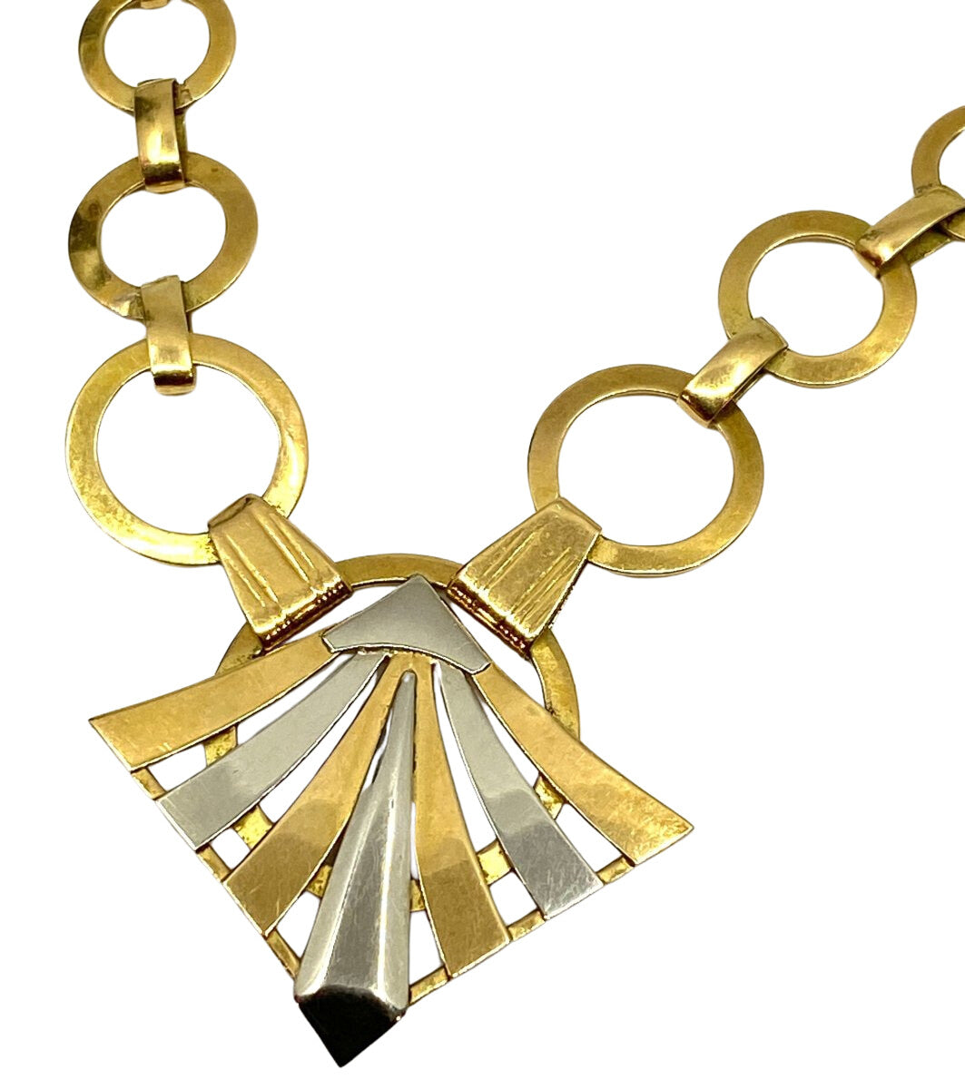 Collier en or 18 carats à décor géométrique, époque Art Deco