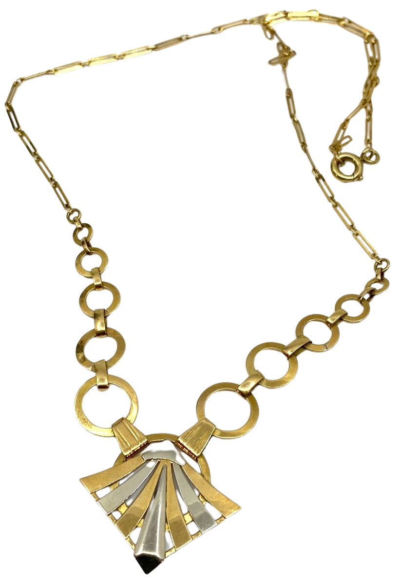 Collier en or 18 carats à décor géométrique, époque Art Deco - Castafiore