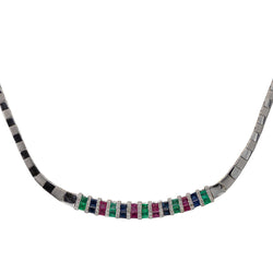 Collier en or blanc émeraude rubis et diamants - Castafiore