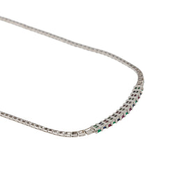 Collier en or blanc émeraude rubis et diamants - Castafiore