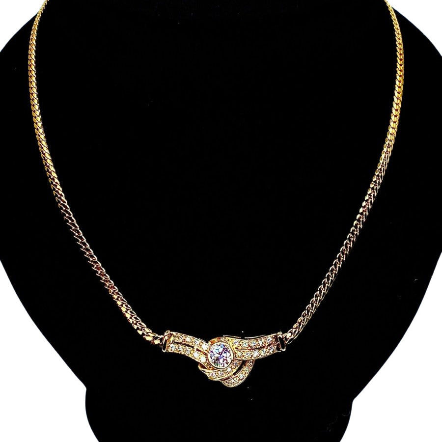 Collier en or jaune 18 carats et motif en diamants - Castafiore