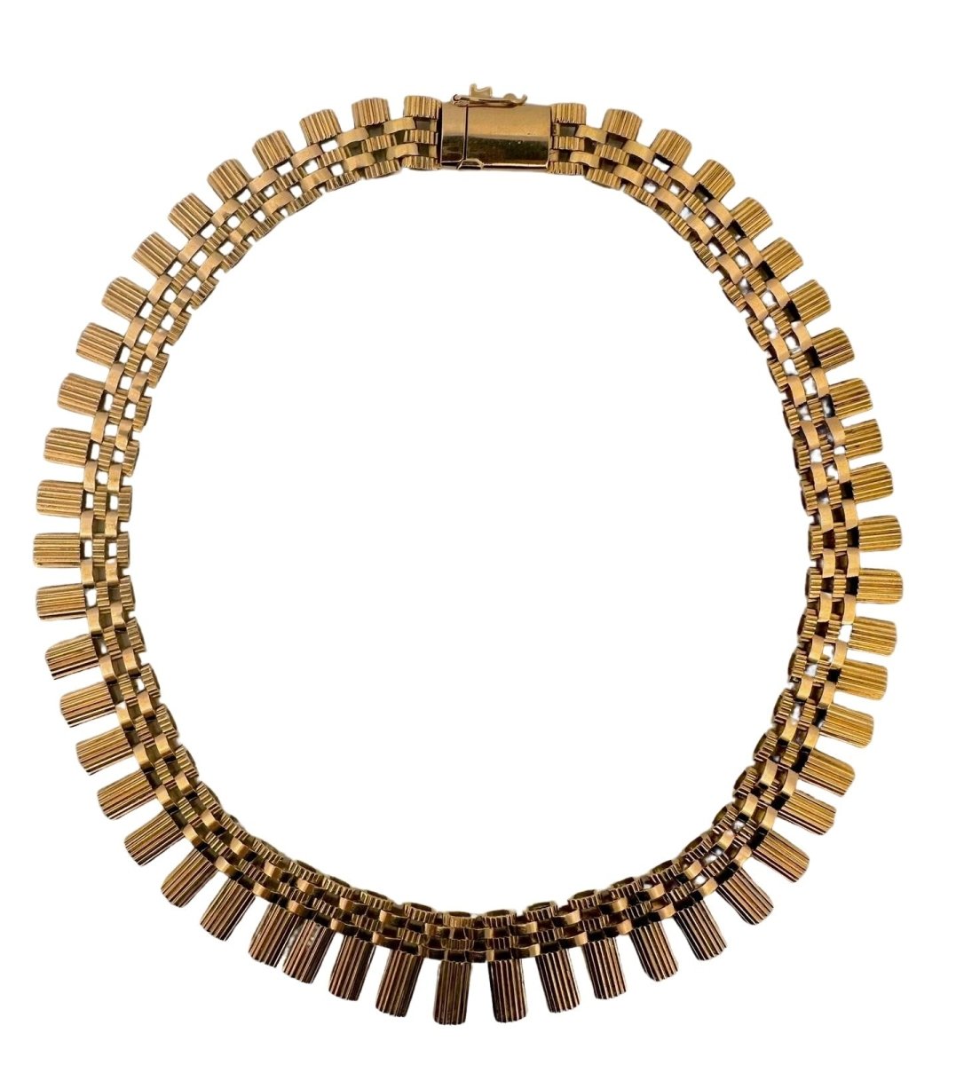 Collier en or jaune avec maillons de forme géométrique en chute - Castafiore