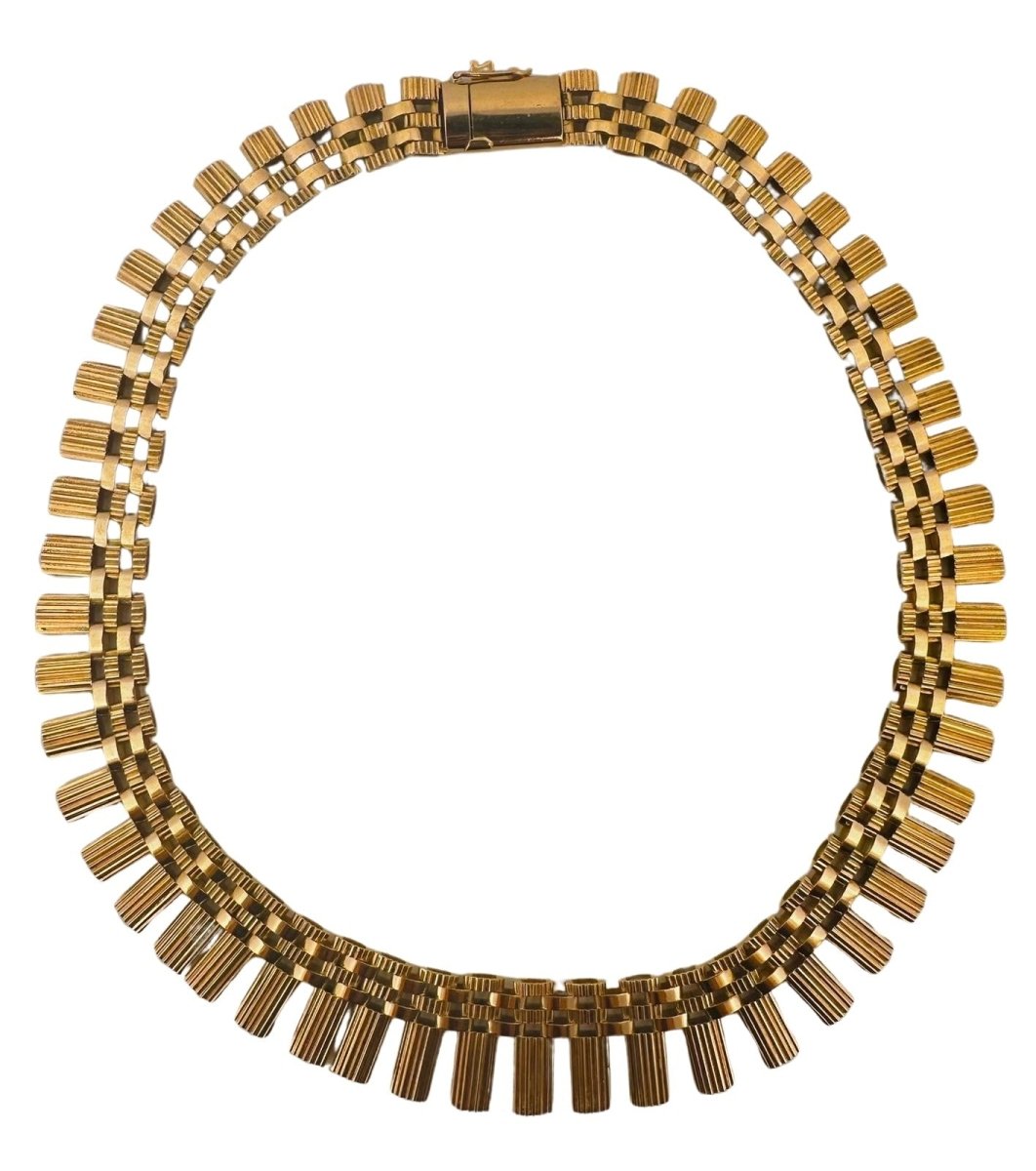 Collier en or jaune avec maillons de forme géométrique en chute - Castafiore