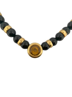 Collier en or jaune , perles d'onyx et citrine - Castafiore