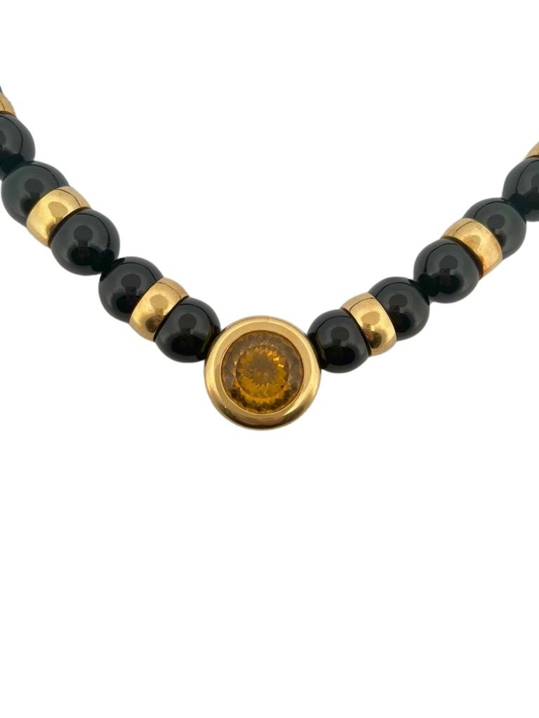 Collier en or jaune , perles d'onyx et citrine - Castafiore