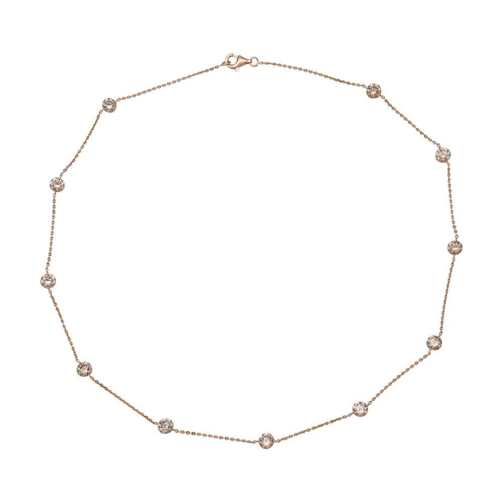 Collier en or rose, 11 diamants de couleur cognac - Castafiore
