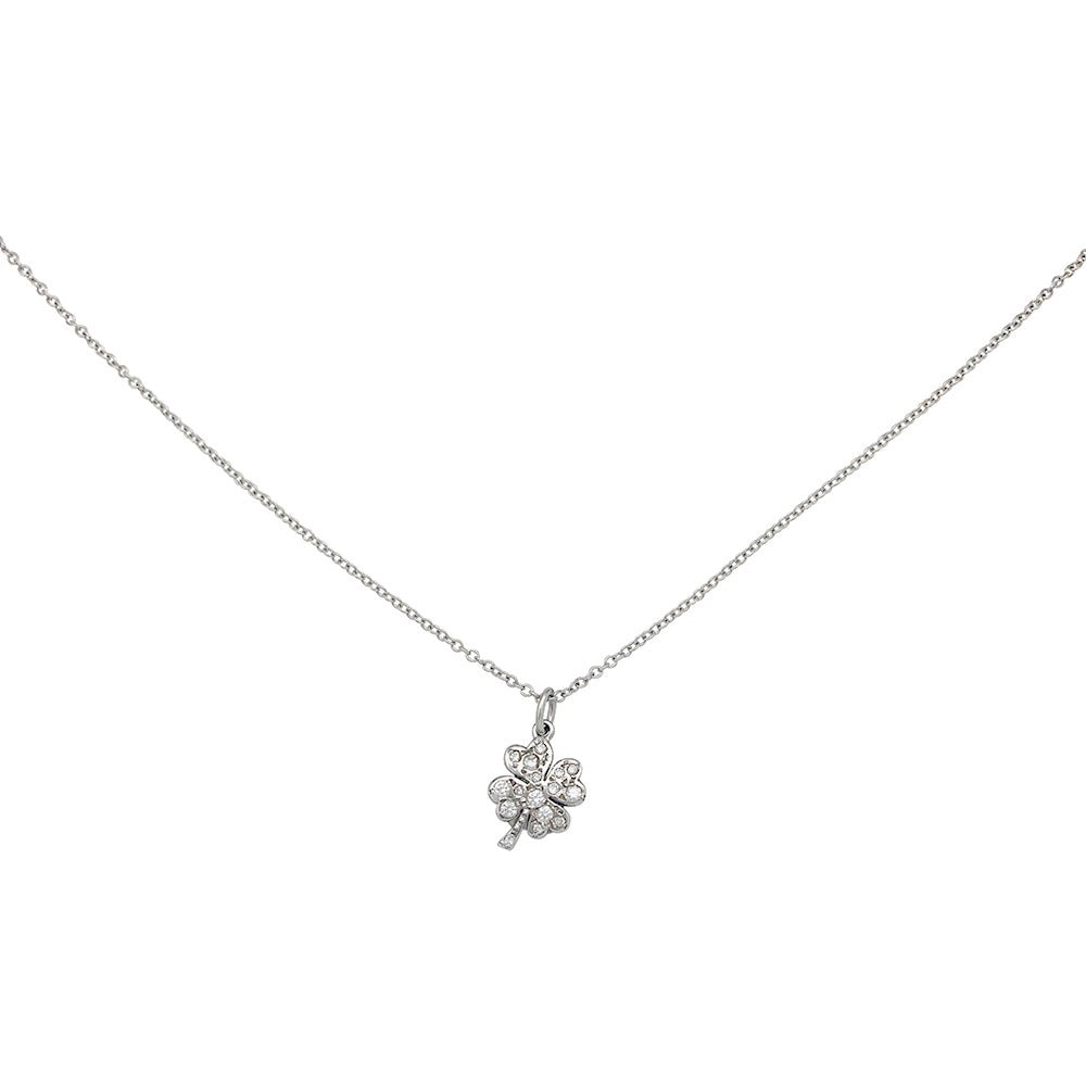 Collier et pendentif Dodo "Trèfle" en or blanc et diamants - Castafiore