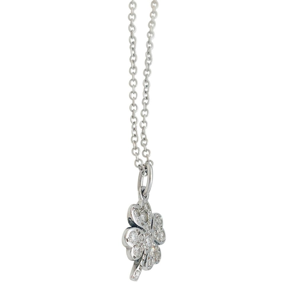 Collier et pendentif Dodo "Trèfle" en or blanc et diamants - Castafiore