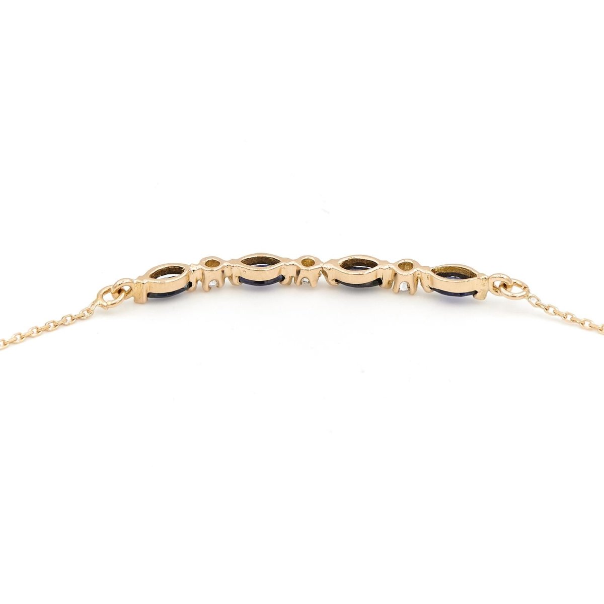 Collier fin en or jaune, diamants et saphir - Castafiore